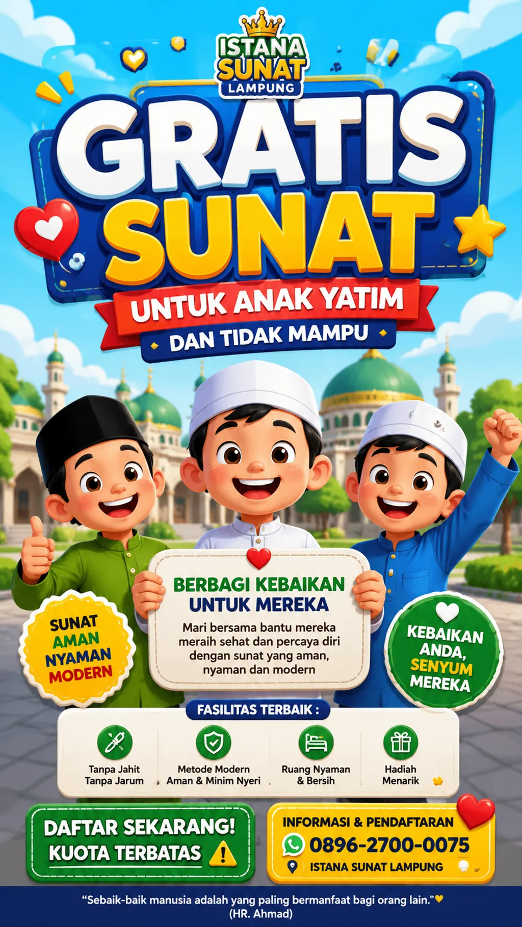 Poster program gratis sunat untuk anak yatim dan tidak mampu di Istana Sunat Lampung