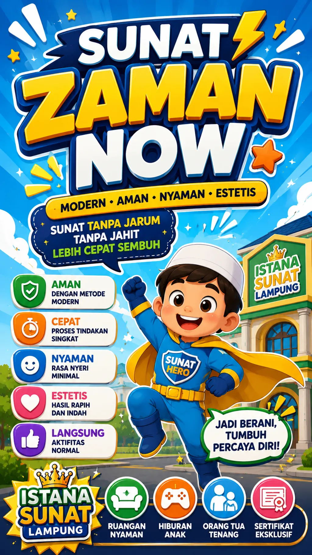 Poster sunat zaman now modern aman nyaman estetis Istana Sunat Lampung